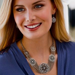 Touchstone Crystal by Swarovski Angelique multi chain, silver tone necklace.